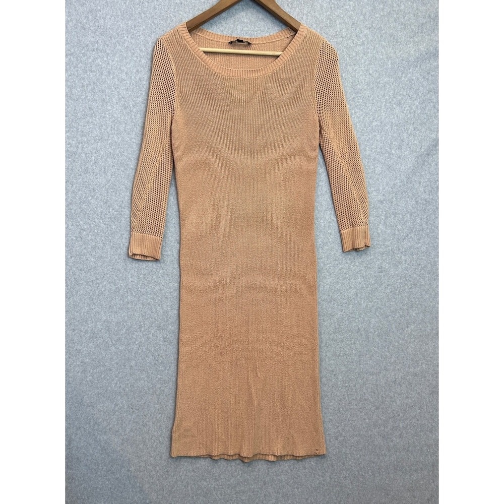 Ann Taylor Knit Sweater Midi Dress Tan Neutral Fall Autumn Office Preppy Size XS